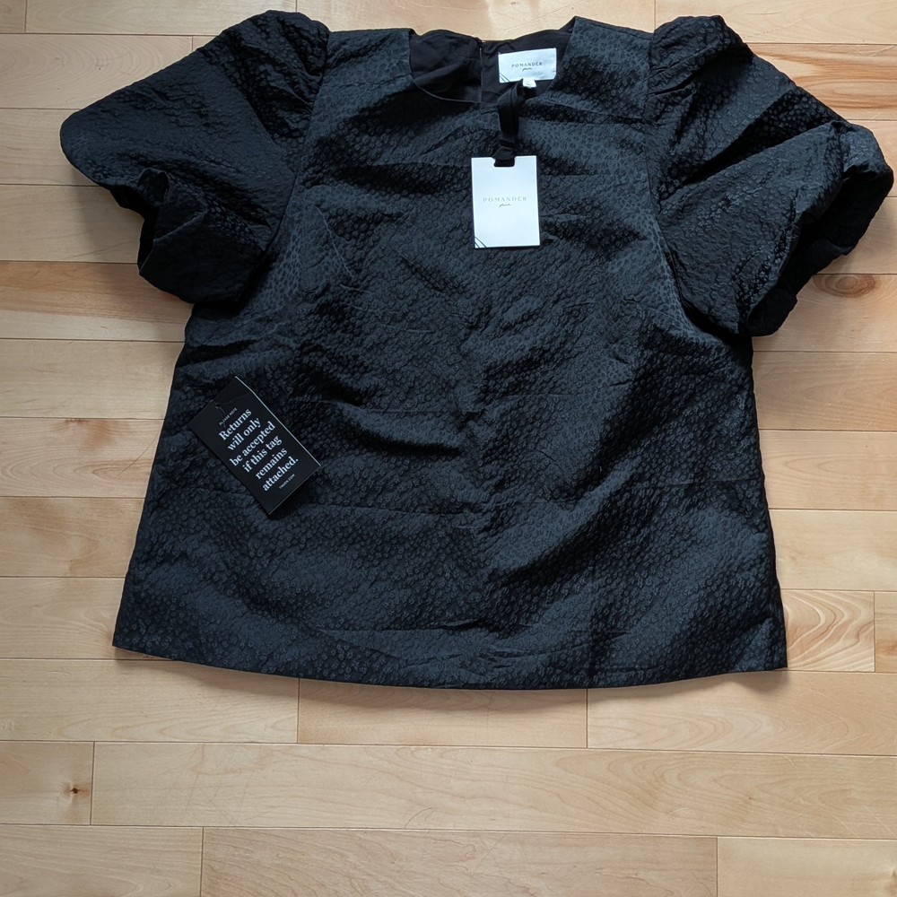 Pomander Place Elegant Black Textured Blouse